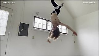 Flexible acrobat stretching to accommodate a massive toy