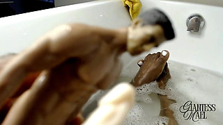 Tiny Sank in Bath Tub - Neighbor Caught Peeping at a Giantess Having Her Bath, Water Play