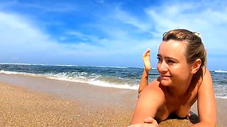 Blonde Babe's Naked Swim in the Ocean