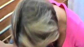 Mature Blonde Amateur's Blowjob and Cum Swallowing
