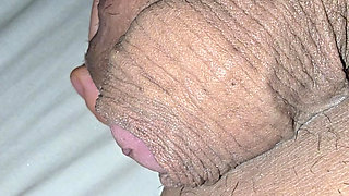 Step mom grabs step son big hard balls and play with them