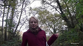 April Gets the Bus Then Changes Outfit and Flashes in the Woods