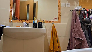 Cute BBW Wife with Big Soft Natural Tits and Big Ass Takes a Shower