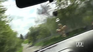 POV Cock Enjoyment - Busty Brunette Swallows Big Dong