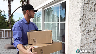 Vanessa Videl 56-year-old MILF Tames Fuck Machine & Delivery Man