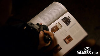 Brunette teen Jessica gets cum on her glasses