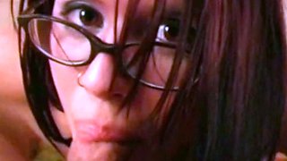 Nerdy Girl in Glasses Goes Deep