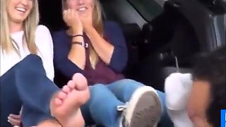Foot Fetish Fun in the Car with My Amateur Slave