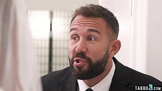 Nervous teen bride calming herself down