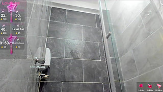 Cute Latina with Red Hair and Glasses Fucks Herself While Showering