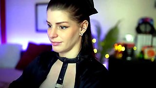 Cute curly brunette solo webcam masturbation