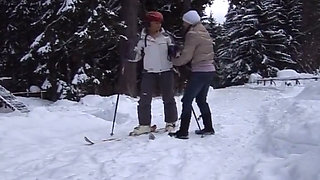 Big Titted Lesbians From France Are Here to Play in the Snow