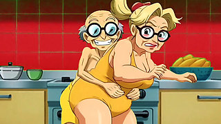 Hentai Granny Gets Double Hot Love for Breakfast
