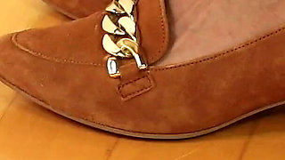 Asmr Nylon Footsteps - Shiny Flats Tapping on Wooden Floor