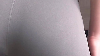 Fit MILF Teases Visible Panty Lines in Tights