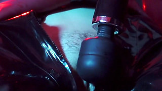 Heavy rubber masked latexgirl stretched and tickled