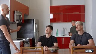 Four lovers skip dinner and fuck together at the same time