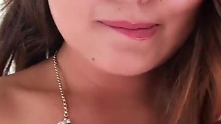 Cute Asian teen Jade Luv POV deepthroat blowjob cum swallow