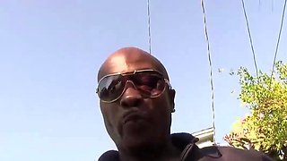 Busty bi-racial milf takes 2 monster cocks