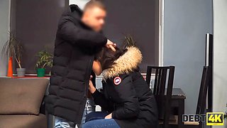 Debt4k. monica wet owes money and gets nailed by collector who tracks her down