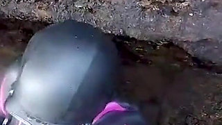 Neoprene Wetsuit & Dive Mask Masturbation by the Sea