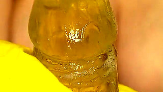 Indian Pregnant Stepsister in Yellow Gloves Plays with a Dildo and Talks Dirty