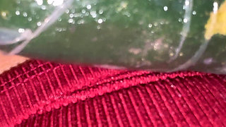 Masturbation with cucumber, vagina too creamy