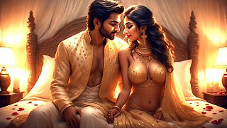 Intense Indian lovemaking between a husband and wife in their apartment