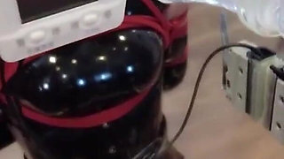 Mz30 - Latex Girl, Bound by Red Rope, Admiring Herself in Front of a Mirror