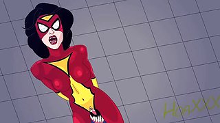 Spider-Woman & She-Venom Lesbian Rimming - HoaXxx Amateur Hentai Marvel Cartoon Sex