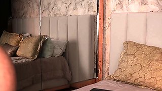 Sexy brunette wearing stockings masturbates webcam