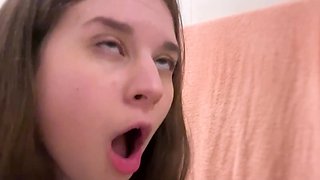 My hot stepsister comes into my bathroom and asks me if i can pound her pussy