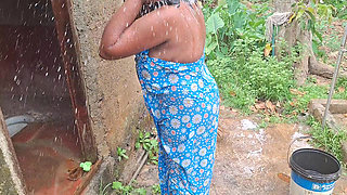 Hottest step mom bathing out side