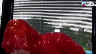 Shiny Pvc Rain Suit Garden Tease
