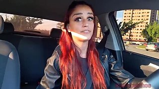 Redhead Driver Catches Passenger Jerking Off In Her Car - Public Handjob & Blowjob