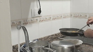 Step Daughter Cooks Dinner with Step Dad, Things Get Saucy and Start to Sizzle in the Kitchen