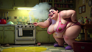 Smoking Pregnant BBW Pisses on Floor - Horny with Massive Belly