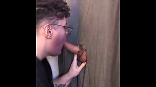 Deepthroating and facefucked at the gloryhole