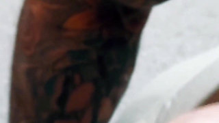 Tattooed Masked Foot Slave Licks & Sucks My Long White Toes - I Cum Hard From Foot Worship