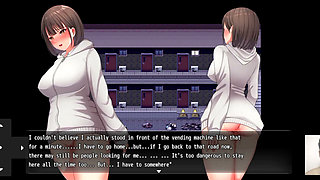 Nightwalk!Hentai game gameplay! Exhibitonist virgin girl masturate in public and got caught and fucked.