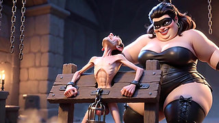 Fat Dominatrix Whips Slaves Caged Penis - Extreme Humiliation