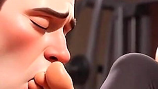 Strong Muscular Woman Makes Skinny Slave Lick Her Feet