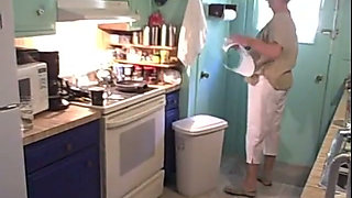 Sexy Dutch girl milf gilf cooks breakfast