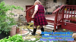 Big-Butted Redheads Outdoor Garden Cleanup