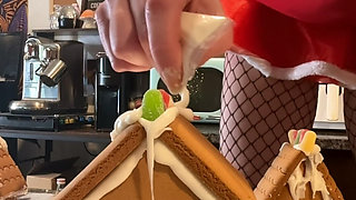 73 Giantess in 8-inch Heels Decorates a Gingerbread Village