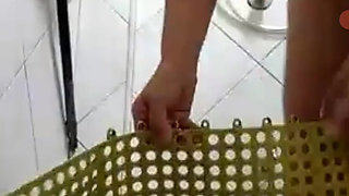 Morning habit video sex call while taking a bath