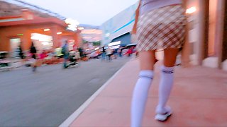 Amateur skater girl outdoor in public fucking for money