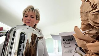 Hungry mature blonde with big boobs seduces man