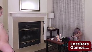 Lesbian Threesome Game: Brunette Belle Lost Bet & Gets Strapped for Body Shots