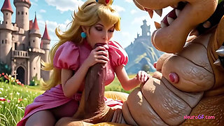 Mario princess gets slammed by monster cock in the castle grass